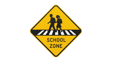 School zone crossing sign isolated on transparent background transparent background