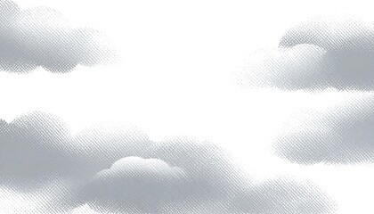 Abstract illustration of textured, light gray clouds against a pure white background.