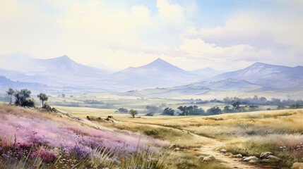 Fototapeta premium mountain landscape with blue sky and clouds
