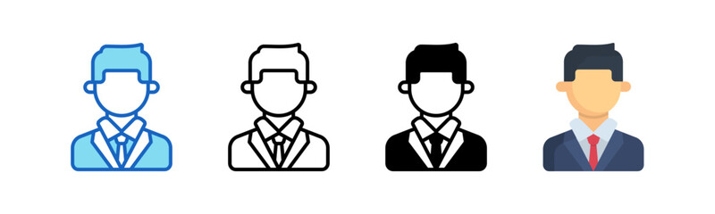 Businessman Multiple Style Icon Set Collection. 