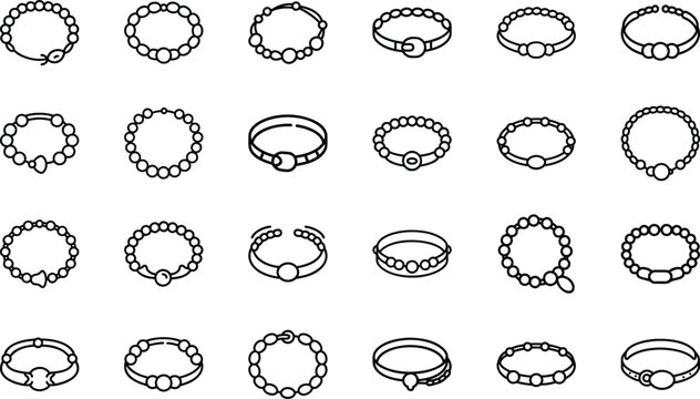 Collection of outline bracelets with various bead designs and clasps jewelry accessory