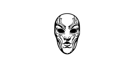 Halloween venetian mask drawing vector illustration, black and white masquerade mask design, face mask art drawing vector