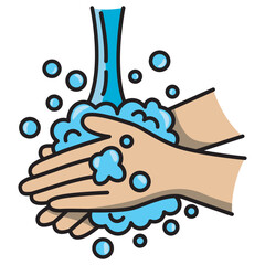 Illustration of Washing Hands with Water and Soap