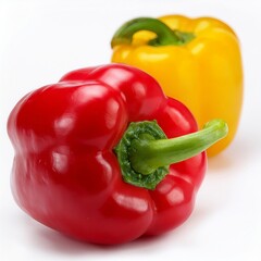 Fresh Red and Yellow Bell Peppers Close Up Studio Shot Vibrant Colors Healthy Vegetables