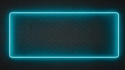 Modern neon frame on brick wall offers vibrant design element for your project
