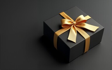 Obraz premium black gift card with golden ribbon bow, black friday concept. High quality