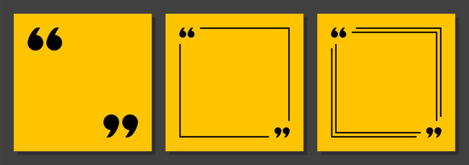 blank quoted text template, social media post mockup, yellow motivation quote, copy space for text in brackets, empty citation speech bubble