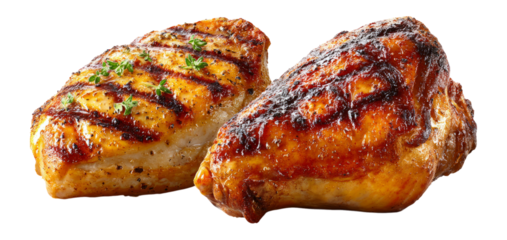 Grilled Chicken Breast Cuts on Transparent Background for Culinary Use
