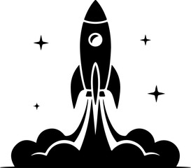 Rocket Launch Silhouette Vector Art