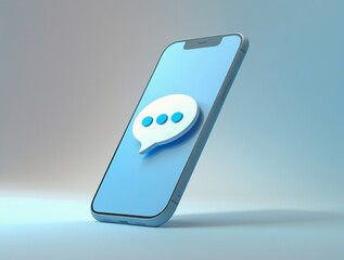 Smartphone displaying a chat bubble icon with three dots