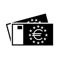 cash euro banknotes stack symbol, paper money icon, european union bills pictogram
