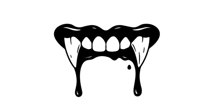 Halloween vampire teeth dripping blood halloween vector illustration spooky horror fang mouth scary graphic design art vector