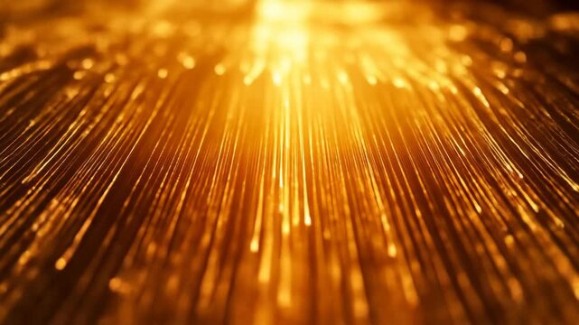 Abstract glowing background of golden light trails and particles