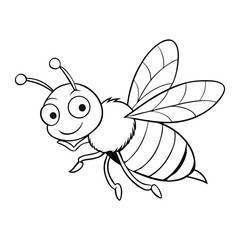 A fun bee-flying coloring page featuring a cute buzzing bee with wings spread wide, perfect for kids to enjoy creativity while learning about nature and insects.
