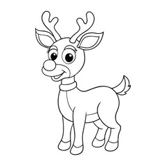A fun Rudolph the Red-Nosed Reindeer vector coloring page featuring his shiny red nose, big antlers, and festive charm—perfect for kids’ holiday coloring fun!

