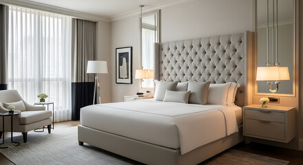 modern living room with bed