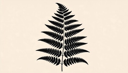 Naklejka premium Fern frond, silhouette, beige background