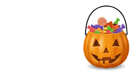 Halloween download halloween pumpkin candy bucket vector illustration for trick or treat celebration party design vector