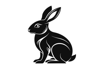 Fototapeta premium Black rabbit vector illustration with cute bunny silhouette