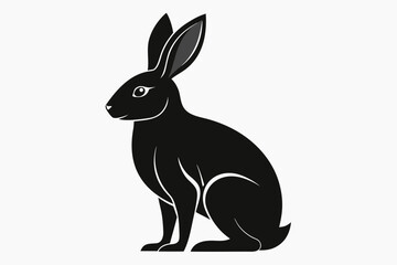Obraz premium Black and white isolated rabbit vector illustration