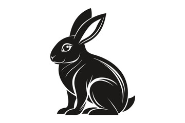 Obraz premium Black and white vector illustration of a cute rabbit