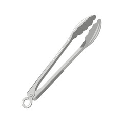 Silver Kitchen Tongs with Scalloped Edges for Grilling and Serving