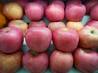 red apples in a market