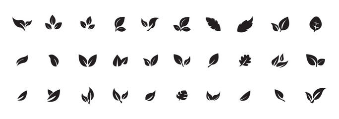 Black leaf ecology nature element vector icon, Leaf Icon, green leaf ecology nature element vector illustration. Eco-friendly lifestyle, organic products, wellness, and natural growth. EPS 10
