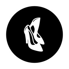 black and white illustration of high heels icon 