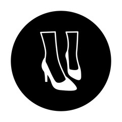 black and white illustration of high heels icon 