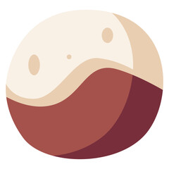 Brown and white chocolate ball candy, cartoon sweet illustration, delicious sugar dessert design, perfect for food projects.
