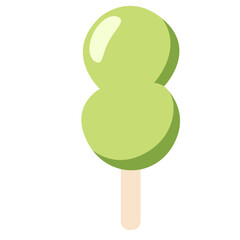 Refreshing green double ball ice pop on a stick, frozen dessert for summer and kids.
