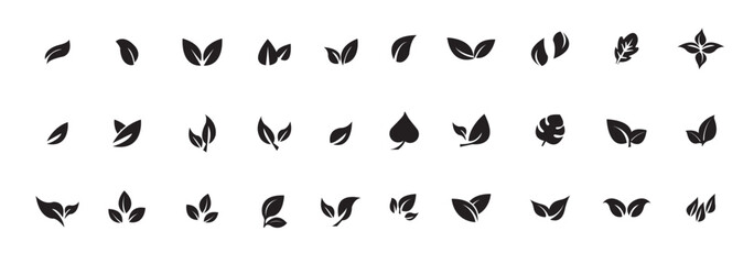 Black leaf ecology nature element vector icon, Leaf Icon, green leaf ecology nature element vector illustration. Eco-friendly lifestyle, organic products, wellness, and natural growth. EPS 10