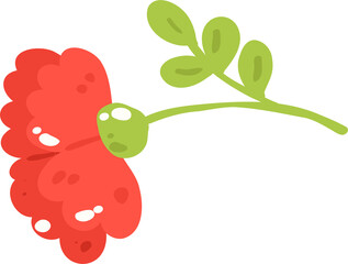 Red Flower Clipart, Simple Floral PNG, Cute Botanical Blossom Illustration