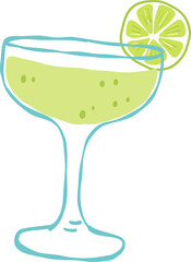 Margarita Glass Clipart, Lime Cocktail Drink PNG, Summer Fiesta Cocktail Illustration