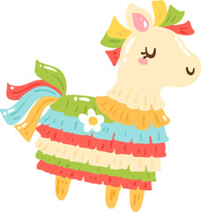 Piñata Clipart, Fiesta Party Llama PNG, Colorful Mexican Celebration Decoration Illustration