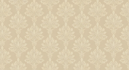 Elegant Beige Damask Pattern Design.