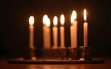 Glowing Hanukkah Candles. High quality
