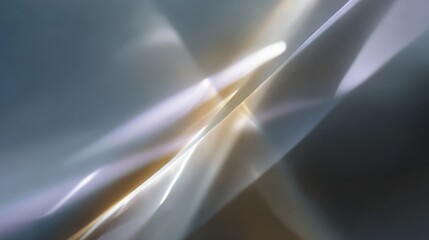 Light rays shining through translucent abstract shapes on a neutral background