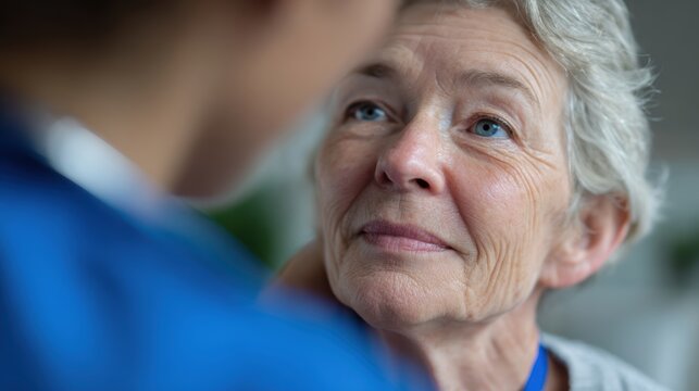 A nurse checking an elderly patient is pulse with care and empathy