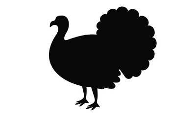 Turkey silhouette, Turkey black silhouette vector illustration