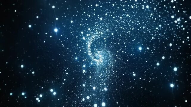 A mesmerizing video of a starry night sky with a wide-angle view, capturing sparkling stars in a deep blue space, evoking a sense of wonder and infinity. Live desktop wallpaper.