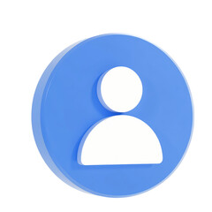 Simple white user profile icon inside a blue circle with subtle 3d effect