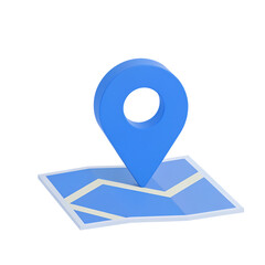 Modern blue map pin location marker on simplified map ui element icon graphic