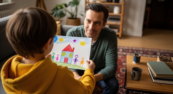 The Joyful Crash: A Father and Son's Laughter as the Tower Tumbles.