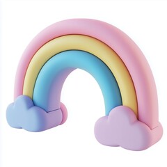 Clay rainbow icon cute pastel color, isolated white