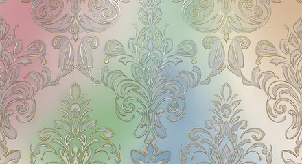 Elegant Floral Damask Pattern with Gradient Background.