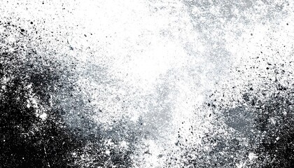 Obraz premium A textured monochrome surface with speckled and sprayed paint effects displays a gradient of dark to light shades.