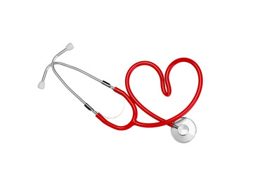 Heart-shaped stethoscope symbolizes healthcare passion, isolated, PNG