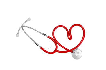 Heart-shaped stethoscope symbolizes healthcare passion, isolated, PNG